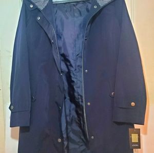 GALLERY PETITE ink navy ladies coat w/ hood